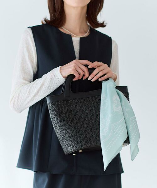 Reflect / リフレクト ショルダーバッグ | 【ショルダー付き】雑材風バッグ（ブラック(019)）