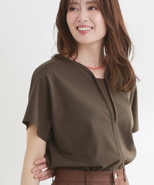 Reflect / リフレクト カットソー | 【UVカット/接触冷感/吸水速乾】フレアスリーブプルオーバージャージ(ブラウン(043))