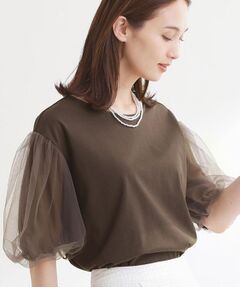 Reflect / リフレクト カットソー | チュールスリーブデザインプルオーバー