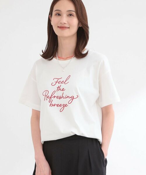 Reflect / リフレクト Tシャツ | 【接触冷感】ラインアート刺繍Tシャツ（ホワイト(101)）