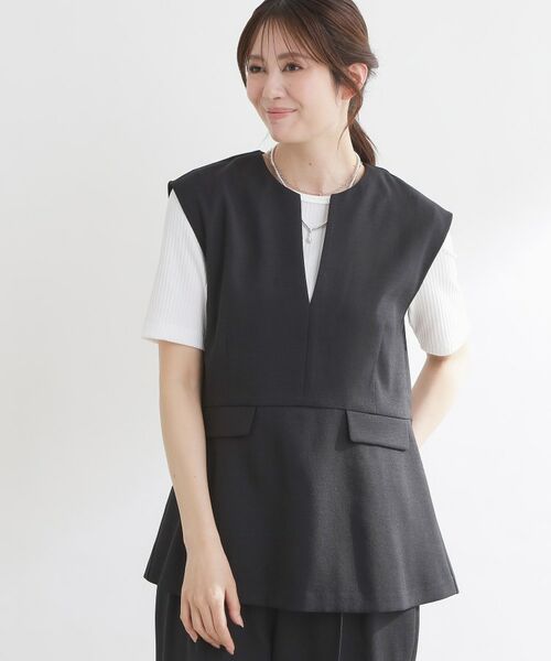 Reflect / リフレクト ベスト | 【セットアップ可】リネンライクプルオーバージレ（ブラック(019)）