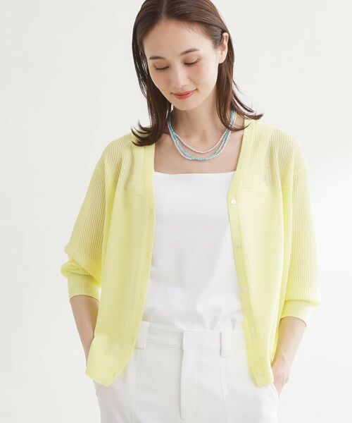 Reflect / リフレクト カーディガン・ボレロ | Vネックニットカーディガン（ライトイエロー(030)）