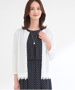 Reflect / リフレクト カーディガン・ボレロ | レーススリーブデザインニットカーディガン