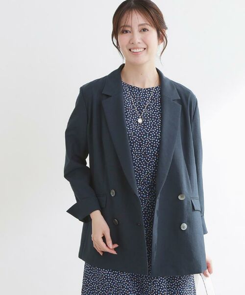 Reflect / リフレクト テーラードジャケット | コットンリネンテーラードジャケット（ネイビー(094)）