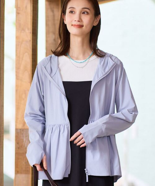 Reflect / リフレクト レザーブルゾン・ジャケット | 【UVカット／接触冷感】ラッシュガードパーカー（サックスブルー(090)）