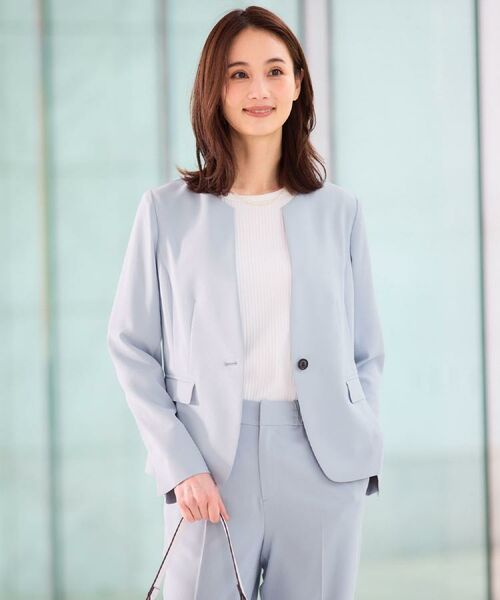 Reflect / リフレクト テーラードジャケット | 【UVカット／接触冷感／セットアップ可】ノーカラージャケット | 詳細1