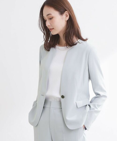 Reflect / リフレクト テーラードジャケット | 【UVカット／接触冷感／セットアップ可】ノーカラージャケット | 詳細3