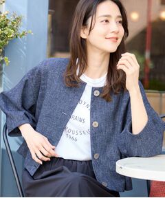 Reflect / リフレクト ノーカラージャケット | ツイードノーカラージャケット