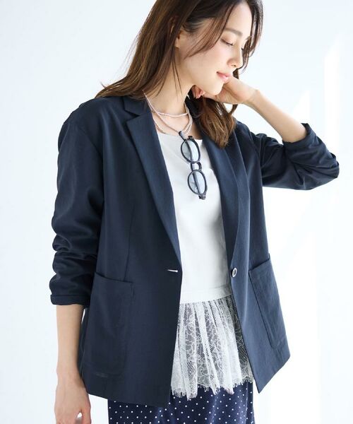 Reflect / リフレクト テーラードジャケット | ドロップショルダーテーラードジャケット(ネイビー(094))
