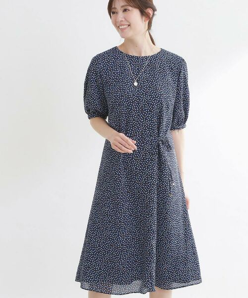 Reflect / リフレクト ミニ丈・ひざ丈ワンピース | シフォンスリーブワンピース（ネイビー(194)）