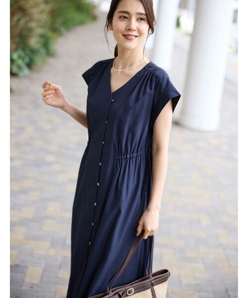 Reflect / リフレクト ロング・マキシ丈ワンピース | 【通気性あり／涼しい／マシンウォッシャブル】フロントボタンワンピース | 詳細2