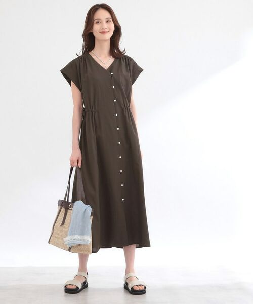 Reflect / リフレクト ロング・マキシ丈ワンピース | 【通気性あり／涼しい／マシンウォッシャブル】フロントボタンワンピース | 詳細4