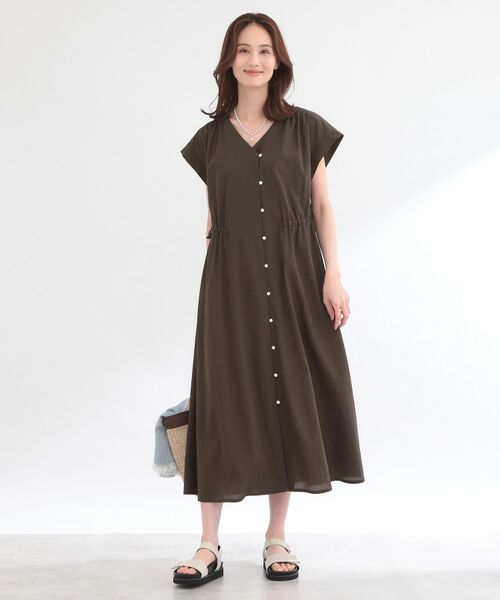 Reflect / リフレクト ロング・マキシ丈ワンピース | 【通気性あり／涼しい／マシンウォッシャブル】フロントボタンワンピース | 詳細5