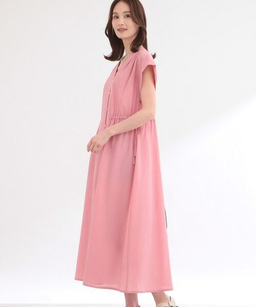 Reflect / リフレクト ロング・マキシ丈ワンピース | 【通気性あり／涼しい／マシンウォッシャブル】フロントボタンワンピース | 詳細7