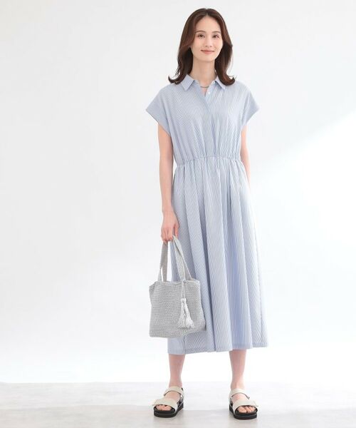 Reflect / リフレクト ロング・マキシ丈ワンピース | フレンチスリーブシャツワンピース | 詳細6