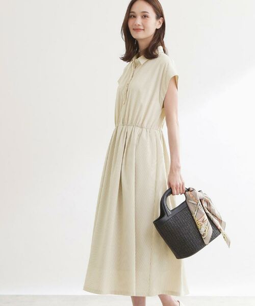 Reflect / リフレクト ロング・マキシ丈ワンピース | フレンチスリーブシャツワンピース（グレージュ(350)）