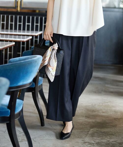 Reflect / リフレクト パンツ | 【セットアップ可】リネンライクソフトカーブパンツ（ブラック(019)）