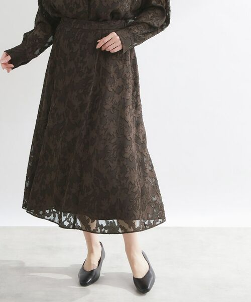 Reflect / リフレクト ロング・マキシ丈スカート | 【選べる2柄／セットアップ可】フレアシルエットスカート（ブラウン(143)）