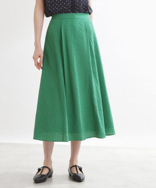 Reflect / リフレクト ロング・マキシ丈スカート | 【選べる2柄／セットアップ可】フレアシルエットスカート（グリーン(222)）