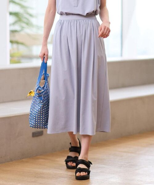 Reflect / リフレクト ロング・マキシ丈スカート | 【UVカット】ラッシュガードスカート（サックスブルー(090)）