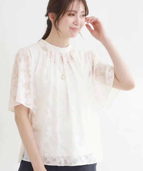 Reflect / リフレクト その他トップス | 【選べる2柄／セットアップ可】プチスタンドカラーブラウス（ホワイト(101)）