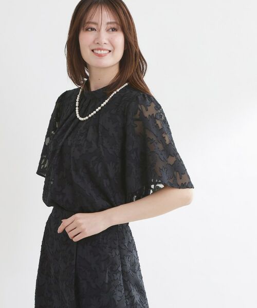 Reflect / リフレクト その他トップス | 【選べる2柄／セットアップ可】プチスタンドカラーブラウス（ネイビー(194)）