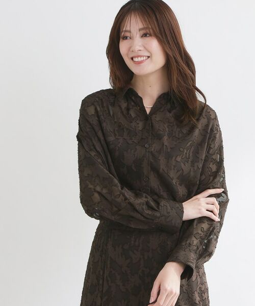 Reflect / リフレクト シャツ・ブラウス | 【選べる2柄／セットアップ可】シャツ衿シアーブラウス | 詳細10