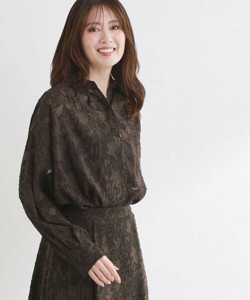 Reflect / リフレクト シャツ・ブラウス | 【選べる2柄／セットアップ可】シャツ衿シアーブラウス | 詳細11