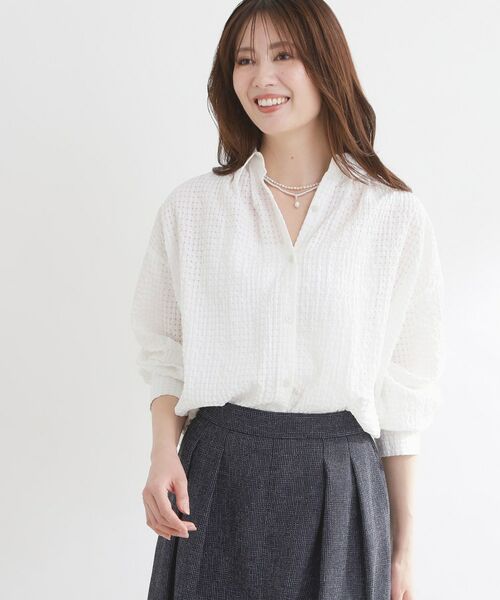 Reflect / リフレクト シャツ・ブラウス | 【選べる2柄／セットアップ可】シャツ衿シアーブラウス | 詳細14