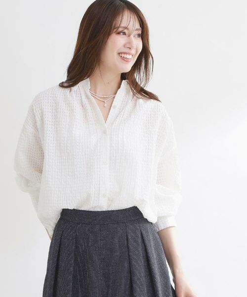 Reflect / リフレクト シャツ・ブラウス | 【選べる2柄／セットアップ可】シャツ衿シアーブラウス | 詳細15
