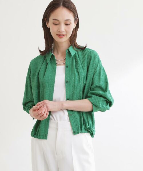 Reflect / リフレクト シャツ・ブラウス | 【選べる2柄／セットアップ可】シャツ衿シアーブラウス | 詳細3