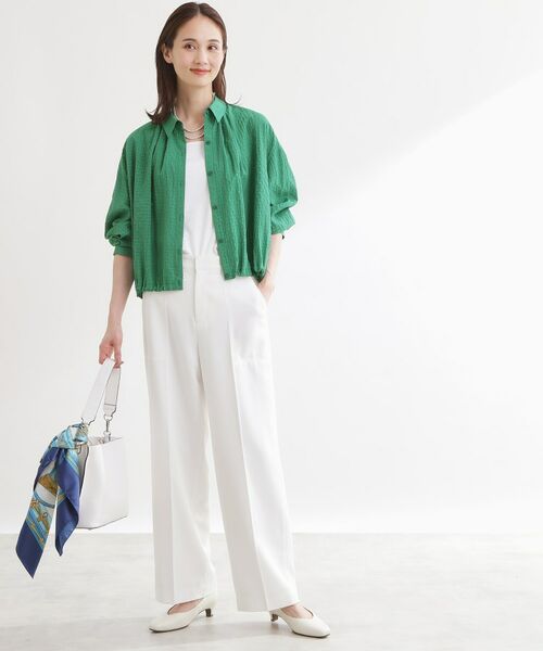 Reflect / リフレクト シャツ・ブラウス | 【選べる2柄／セットアップ可】シャツ衿シアーブラウス | 詳細4