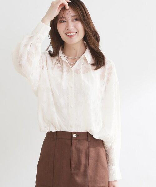 Reflect / リフレクト シャツ・ブラウス | 【選べる2柄／セットアップ可】シャツ衿シアーブラウス | 詳細6