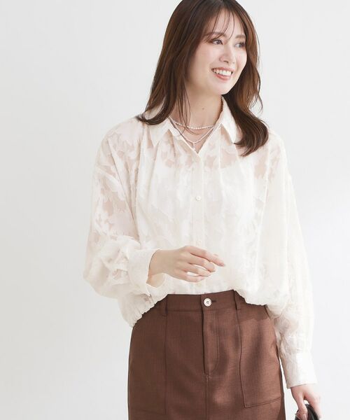 Reflect / リフレクト シャツ・ブラウス | 【選べる2柄／セットアップ可】シャツ衿シアーブラウス | 詳細7