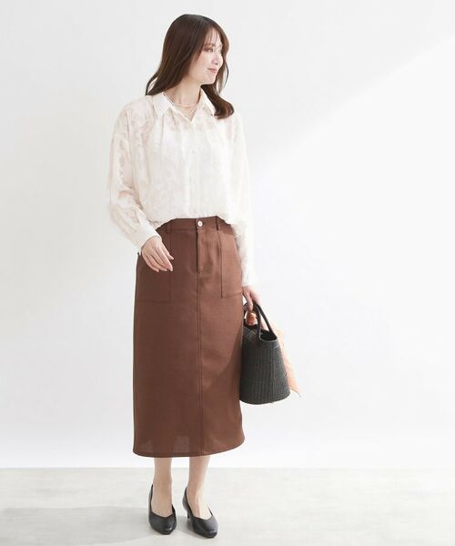 Reflect / リフレクト シャツ・ブラウス | 【選べる2柄／セットアップ可】シャツ衿シアーブラウス | 詳細8