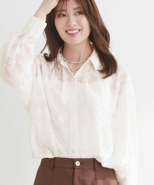 Reflect / リフレクト シャツ・ブラウス | 【選べる2柄／セットアップ可】シャツ衿シアーブラウス（ホワイト(101)）