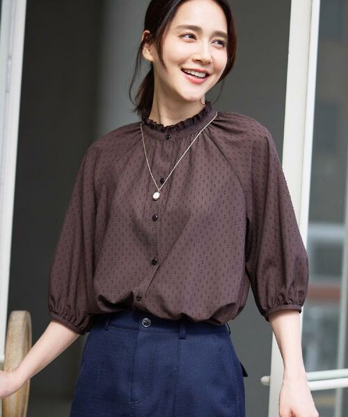 Reflect / リフレクト シャツ・ブラウス | フロントボタンデザインブラウス（ブラウン(143)）