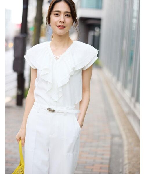 Reflect / リフレクト シャツ・ブラウス | 【通気性あり／涼しい／マシンウォッシャブル】フリルディテールブラウス | 詳細1