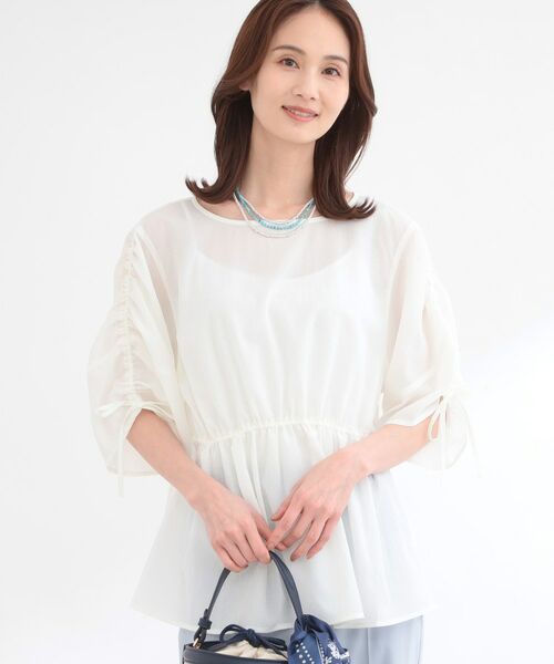 Reflect / リフレクト シャツ・ブラウス | 【通気性あり／涼しい／マシンウォッシャブル】ウエストギャザーブラウス | 詳細1