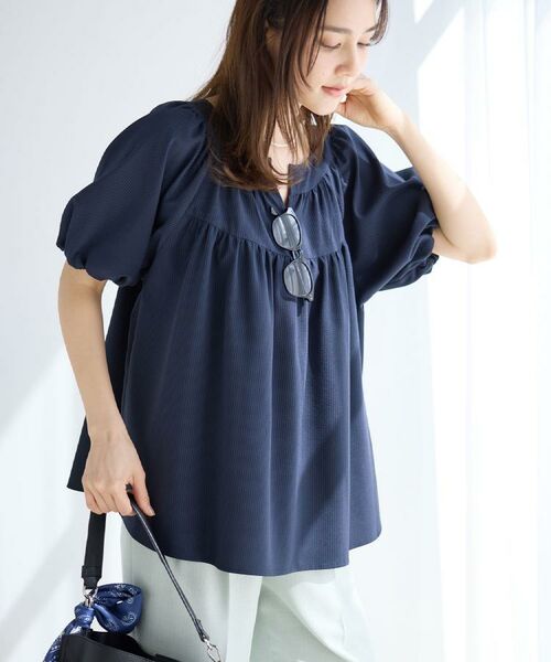 Reflect / リフレクト シャツ・ブラウス | ギャザーボリュームブラウス（ネイビー(094)）
