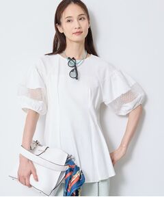 Reflect / リフレクト カットソー | メッシュ切り替えスリーブデザイントップス