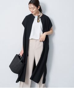 すっきり見えバンドカラーシャツワンピース