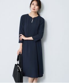 Reflect / リフレクト ロング・マキシ丈ワンピース | パール調パーツデザイン ノーカラーワンピース