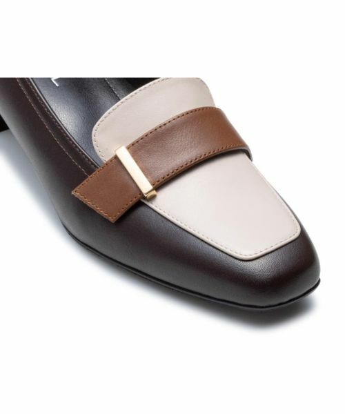 REGAL / リーガル パンプス | リーガル F57R 晴雨兼用ヒールローファー ダークブラウンアイボリー パンプス | 詳細6