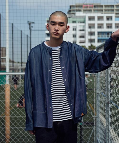 rehacer/レアセル rehacer: Tuck Chambray Shirt JKT / タックシャンブレー シャツジャケット Indigo Small rehacer/レアセル rehacer: Tuck Chambray Shirt JKT / タックシャンブレー シャツジャケット Indigo Small
