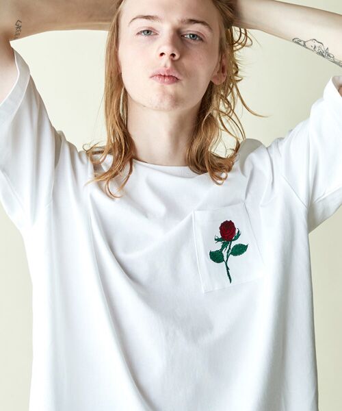 rehacer / レアセル Tシャツ | rehacer : Retro Rose Pocket CS / レトロ ローズポケット カットソー | 詳細1