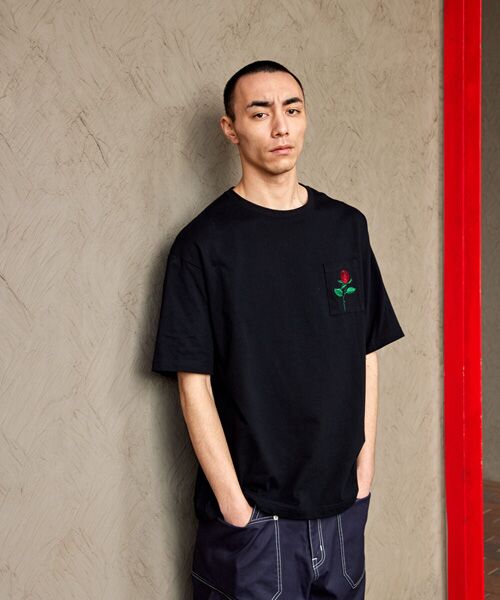 rehacer / レアセル Tシャツ | rehacer : Retro Rose Pocket CS / レトロ ローズポケット カットソー | 詳細3