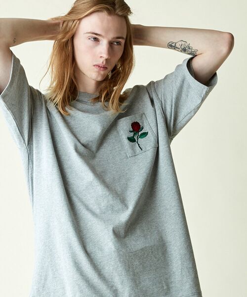rehacer / レアセル Tシャツ | rehacer : Retro Rose Pocket CS / レトロ ローズポケット カットソー | 詳細7