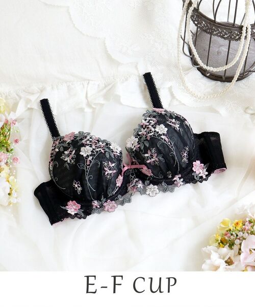 Risa Magli/リサマリ ナヨン ブラジャー(E-F)<サイドシェイプ> ブラック(019) 53(E75) Risa Magli/リサマリ ナヨン ブラジャー(E-F)<サイドシェイプ> ブラック(019) 53(E75)