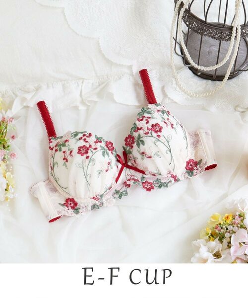 Risa Magli/リサマリ ナヨン ブラジャー(E-F)<サイドシェイプ> レッド(061) 53(E75) Risa Magli/リサマリ ナヨン ブラジャー(E-F)<サイドシェイプ> レッド(061) 53(E75)